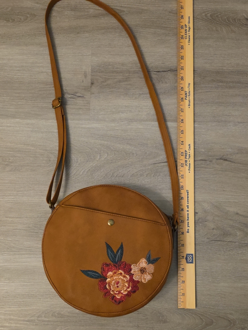 Floral Embroidered Tan Crossbody Bag - Picture 6 of 8